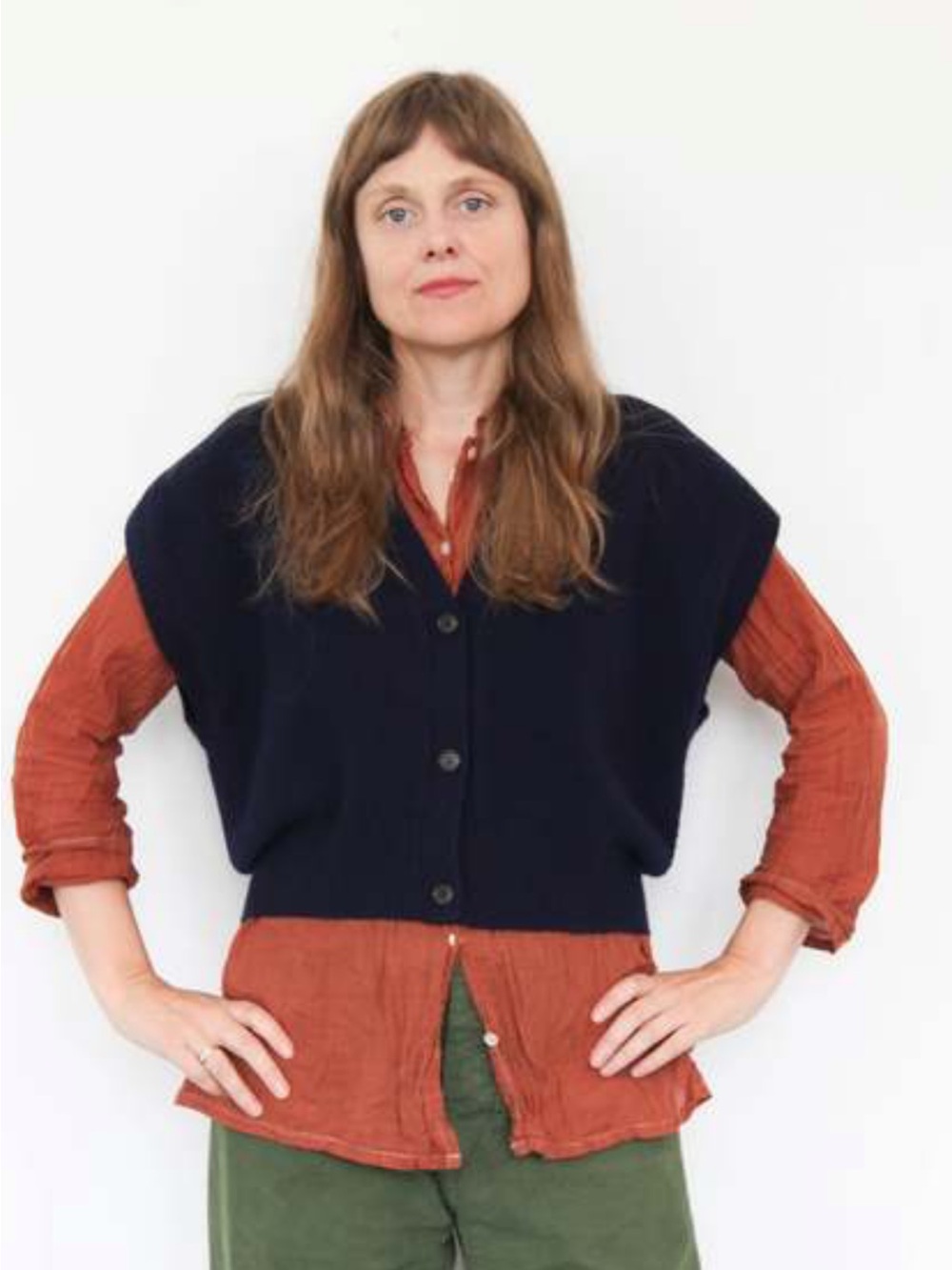 Nicholson & Nicholson Quiet Luxury Zoe  Sweater Vest Navy Wool Made in Japan